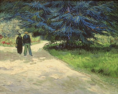 Public Garden with Couple and Blue Fir Tree: The Poet